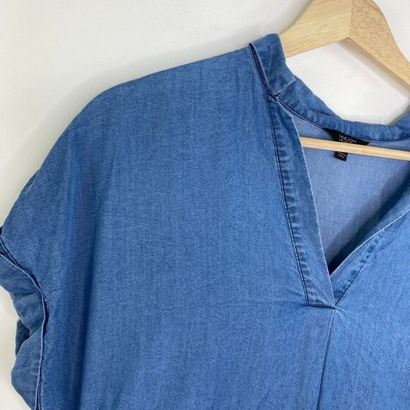 1250 C Blue Short Sleeve Chambray Tencel Sheath Dress Women's Size Small S - Picture 5 of 7